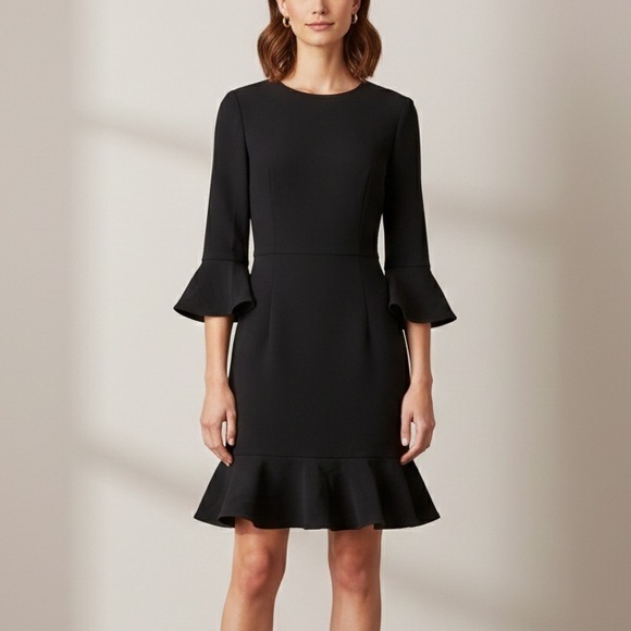 Black Halo Brooklyn Ruffle Sleeve Sheath Mini Dress Nwt Black 8